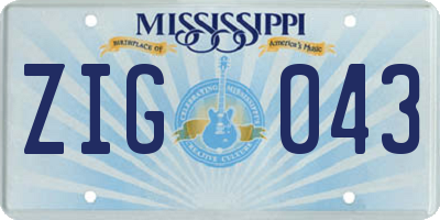 MS license plate ZIG043