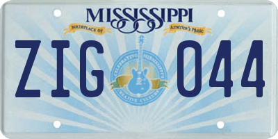 MS license plate ZIG044