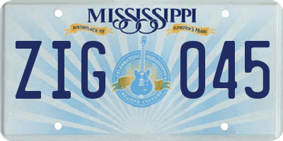 MS license plate ZIG045