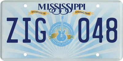 MS license plate ZIG048