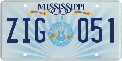 MS license plate ZIG051