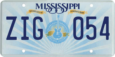 MS license plate ZIG054