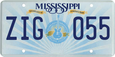 MS license plate ZIG055