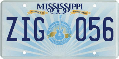 MS license plate ZIG056