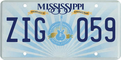 MS license plate ZIG059