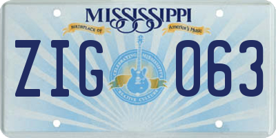 MS license plate ZIG063