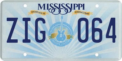 MS license plate ZIG064