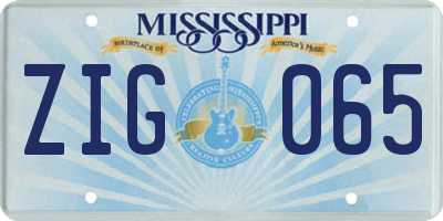 MS license plate ZIG065