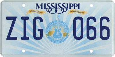 MS license plate ZIG066