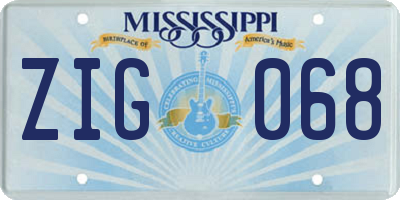 MS license plate ZIG068