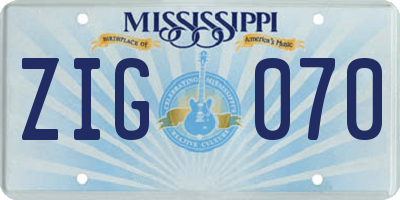 MS license plate ZIG070
