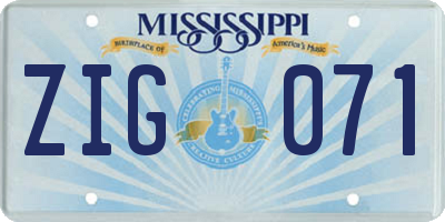 MS license plate ZIG071