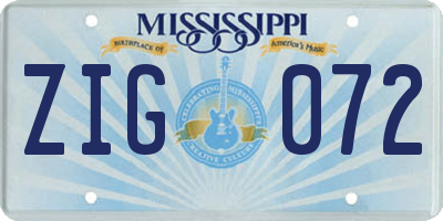 MS license plate ZIG072