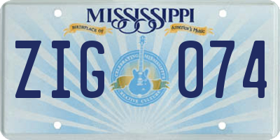MS license plate ZIG074