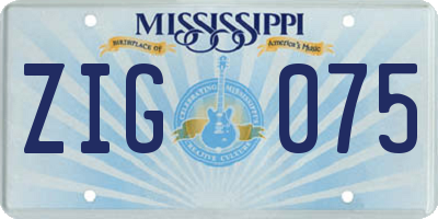 MS license plate ZIG075