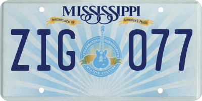 MS license plate ZIG077