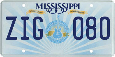 MS license plate ZIG080