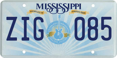 MS license plate ZIG085