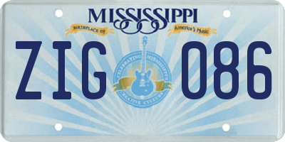 MS license plate ZIG086