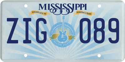 MS license plate ZIG089