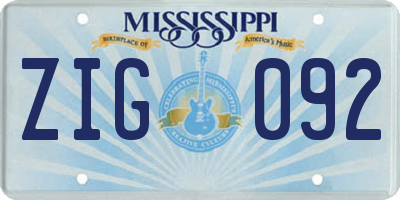 MS license plate ZIG092