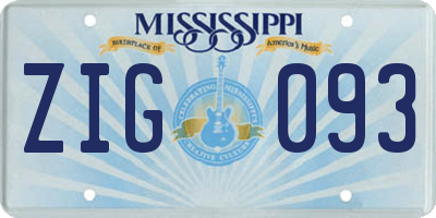 MS license plate ZIG093