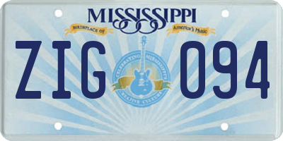 MS license plate ZIG094
