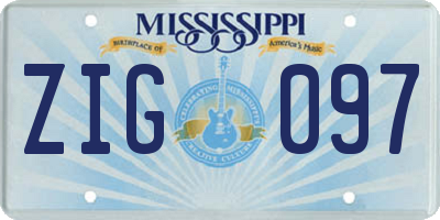 MS license plate ZIG097