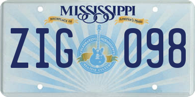 MS license plate ZIG098