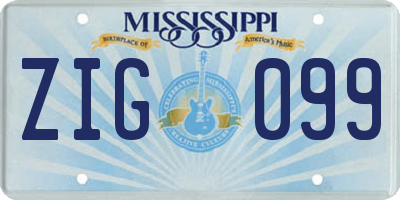MS license plate ZIG099
