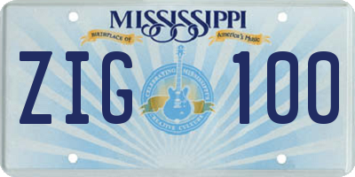 MS license plate ZIG100