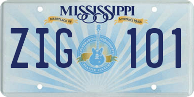 MS license plate ZIG101