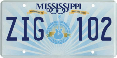 MS license plate ZIG102