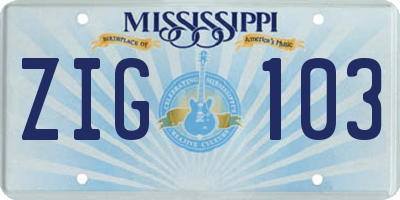 MS license plate ZIG103