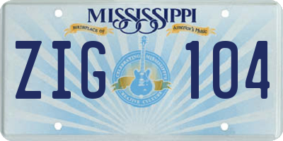 MS license plate ZIG104