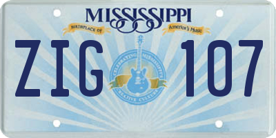 MS license plate ZIG107