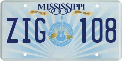 MS license plate ZIG108