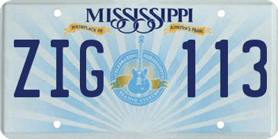 MS license plate ZIG113