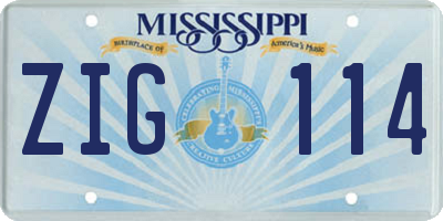 MS license plate ZIG114