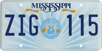 MS license plate ZIG115