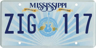 MS license plate ZIG117