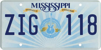 MS license plate ZIG118