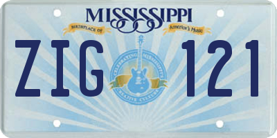 MS license plate ZIG121