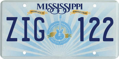 MS license plate ZIG122
