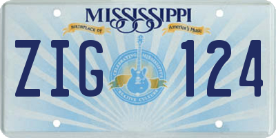 MS license plate ZIG124