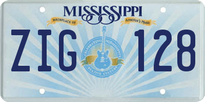 MS license plate ZIG128