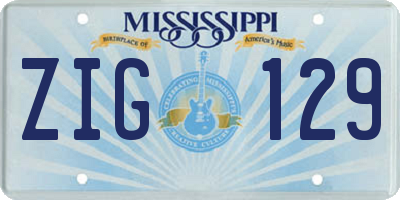 MS license plate ZIG129
