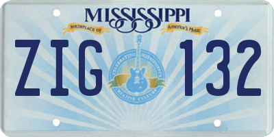 MS license plate ZIG132