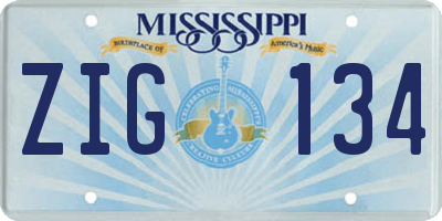 MS license plate ZIG134