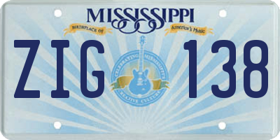 MS license plate ZIG138